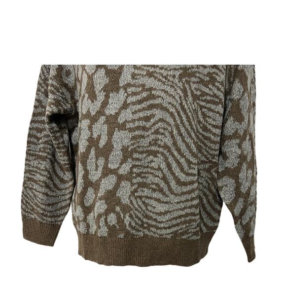 Vero Moda Animal Print Mock Neck Pullover Sweater Brown Grey Size 2X NEW! - Picture 5 of 13